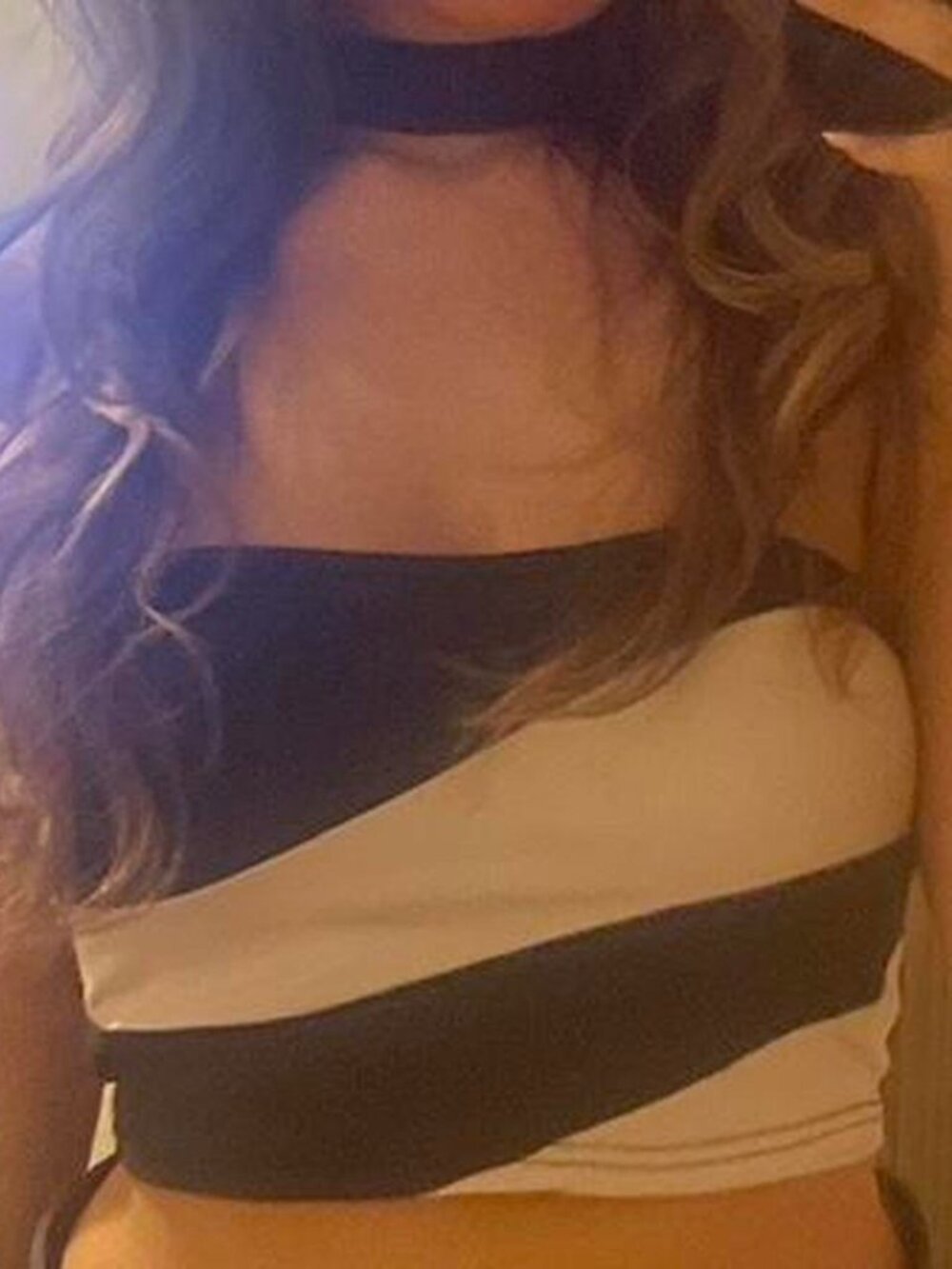 black and tan striped crop top